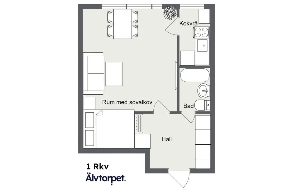 Planlösning för ledig lägenhet hyresrätt med 1 Rum med kokvrå, Sollefteå